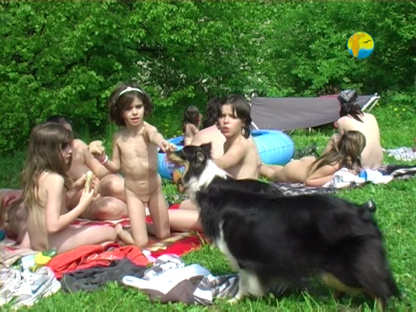 Small Trampoline - family naturism outdoors Small Trampoline - family naturism outdoors