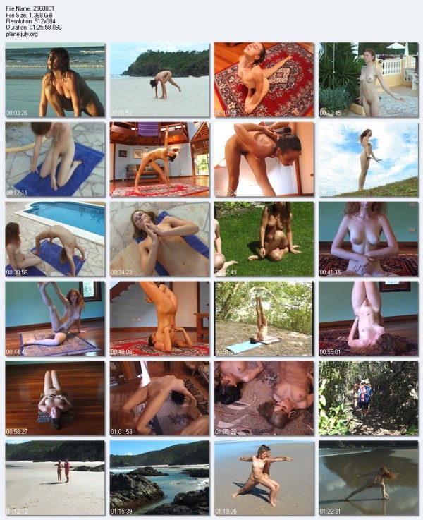Beautiful young nudists practice yoga Beautiful young nudists practice yoga