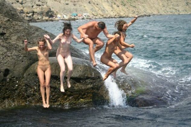 Students nudists on a beach - Purenudism Photo